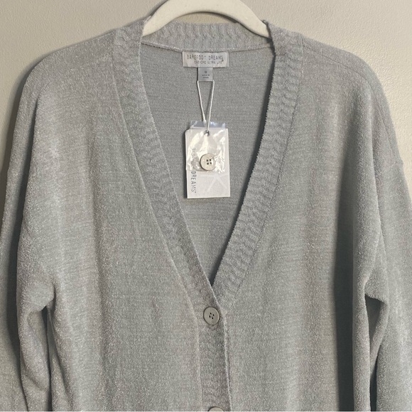 Barefoot Dreams Dew Drop CozyChic Ultra Lite Chevron Placket Cardigan Medium - Picture 3 of 16